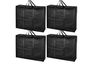WSRYX Paquete de 4 bolsas de almacenamiento extra grandes de 140 litros para mudanza, resistente debajo de la cama, cajas de mudanza, plegables grandes y fuertes (negro)
