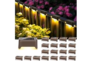 Solpex Lot de 20 lampes solaires étanches pour escaliers extérieurs, marches, clôtures, cour, patio et allée (marron, blanc chaud)