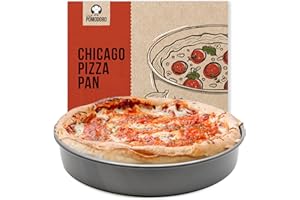 Chef Pomodoro - Plaque à Pizza Ronde Profonde Style Chicago (30,50 cm) - Moule A Manqué en Aluminium Anodisé (Inox), Convient au four - Poêle et Moule à Pizza, Tarte, Gâteau, Charlotte et Lasagne