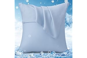 ATsense Kühlender Kissenbezug 40x40 cm 2er Set, Blau Kopfkissenbezug, Superweicher Atmungsaktiv Kühlfaser Kissenhülle Schont Haut und Haar, 100% Lyocell-Kissenbezüge mit Reißverschluss