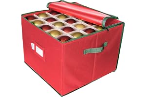 ProPik Förvaringsbox för julgranskulor, rymmer upp till 75 trädprydnadsbollar, semesterprydnad, uppdelad på 3 brickor med avd