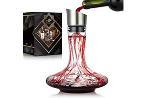NEW PACIFIC YOUYAH YouYah Wine Decanter with Built-in Aerator & Filter, Carafe, 100% Hand Blown Crystal Glass, Wine Accessories