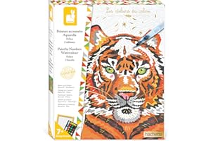 Janod - Coffret Peinture Par Numéro Félins - 2 Tableaux - Peinture Aquarelle - Les Ateliers du Calme - 7 Ans, J07954