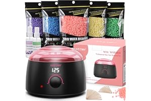 Waxing Set, Kastiny Wachs Haarentfernung Wachswärmer Wax Maschine zu Hause mit 5 Packungen Wachsbohnen, 2 Flaschen Conditioner und 30 Holzspateln
