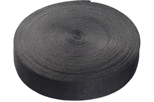 50 m x 50mm Sangle en Polypropylène - épaisseur 1,4 mm - Sangle en Toile, Ruban Ceinture en polypropylène, pour Sacs, Sacs à Dos, Élingues, Harnais, Bagages, DIY etc. Noir TKD5072 Black