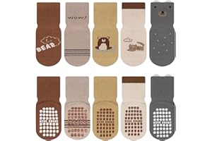 Kyopp 5/10 par skarpetek niemowlęcych ABS antypoślizgowe skarpety z motywami zwierzęcymi stoperami bawełna Crew Socks