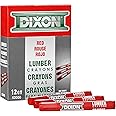 Dixon 52000 Lumber Marking Crayons, Red, 4-1/2 x 1/2" Hex, Pack of 12