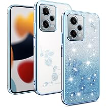 XINYEXIN Glitzer-Hülle Für Xiaomi Redmi Note 13 Pro+ 5G – Transparent, Bling, Stoßfest, Ultradünn, Blau