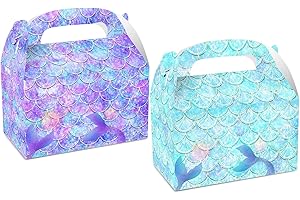 COSFAN Sirène Party Favors Coffrets Cadeaux 12 Pièces Boîtes à Bonbons Sirène Boîtes en Papier à Thème Sirène Boîte à Bonbons Sirène Sous la Mer Sacs de Fête d'Anniversaire