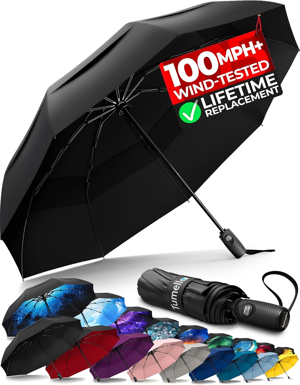 Avis d'Expert & Test Approfondi : TUMELLA Strongest Windproof Travel Umbrella C (Sélection)