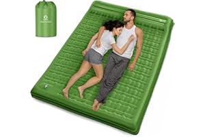 ‎QPAU QPAU Camping Isomatte Selbstaufblasend mit Fuß Pumpe, 12CM Ultra-Dicke Verbesserte Unterstützung Aufblasbare Camping Matratze, Ultraleicht Wasserdicht Outdoor Luftmatratze zum Wandern Rucksack