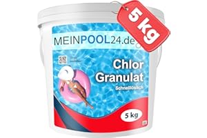 5 kg MEINPOOL24.DE Chlorgranulat schnelllöslich 56% AKTIVCHLOR POOLCHEMIE - Deutsche Markenqualität - Sichere und schnelle Desinfektion - für Pools, Aufstellpools, Whirlpools, Planschbecken