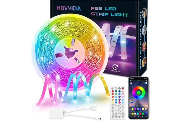 HOVVIDA Tira LED 10m, RGB Luces LED 10m, 150 LED, LED 10m, 30 LED/Metro | 1x10m, 24V, APP y Mando a distancia, Modo de Música, LED para Habitación, Sala, Cocina, Dormitorio, Bar, Fiesta
