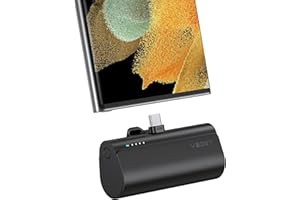 VEGER Mini Power Bank 5000mAh Batería Externa USB C Cargador Portátil Carga Rápida 20W PD Powerbank Compatible con Samsung Huawei Xiaomi Pixel etc (Black)