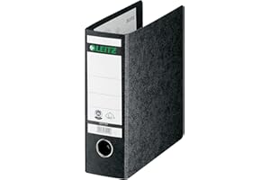 ‎LEITZ Leitz Qualitäts-Ordner 180° A5, Schwarz, 80 mm Rücken, Einband aus Hartpappe, 10750000