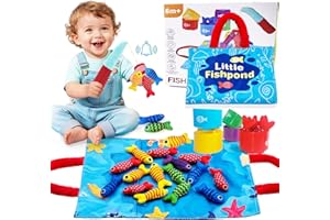 JKGIFTS Baby Toys for 1 2 3 Year Old Boys Girls - Montessori Toys for 1 2 3 Year Old 10 in 1Multifunctional Fabric Fishing Game for Kids Toddler Baby Gifts Learning Birthday Xmas Stocking Fillers Easter Gifts