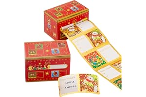 N NEWTOP Set Bigliettini Biglietti Adesivi con Fantasie Idea di Auguri Etichette Decorazione Rotolo Tag Natalizi Attaccare per Regali di Natale (120 Etichette)