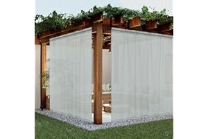 youleyar Sheer Outdoor Curtains for Patio Waterproof 2 Panels Linen Look Rod Pocket Indoor Grey Voile Curtain for Living Room, Bedroom, Porch, Pergola, Cabana, Gazebo(100x84 Inch, Grey)