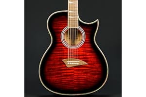 Lindo ORG Regular Body Electro Acoustic Guitar with Preamp LCD Tuner & Gig bag - Red Gloss