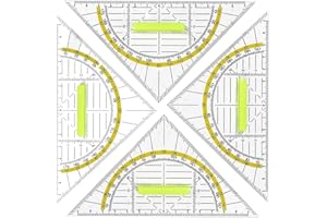 HUATEEN Geometriedreieck,4 Stück Geodreieck Groß Transparenter Kunststoff Dreieckiger 180 mit Abnehmbarem Griff Multifunktionales Lineal mit Skala für Schüler,Lehrer,Schule,Büro,Mathematik
