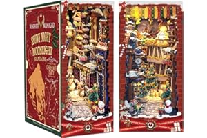 Quanquer DIY Book Nook Kit – DIY Puppenhäuser Miniatur Haus Kit mit Möbeln und LED-Licht, 3D Puzzle Buchstützen aus Holz, Modellbausätze für Erwachsene zum Bauen