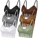 Geyoga 6 Top a Bralette Floreale in Pizzo Senza Fili da Donna Reggiseno Senza Ferretto Bra Camisole con Spalline