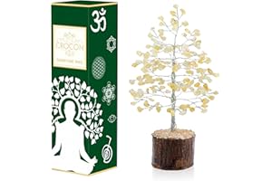 Crocon Citrine Gemstone Money Tree | Feng Shui Bonsai | Mystical | Chakra Stone Balancing | Reiki Crystal Healing | Handcrafted | Good Luck | Spiritual | Enhancement | Decor Size: 7-8 Inch