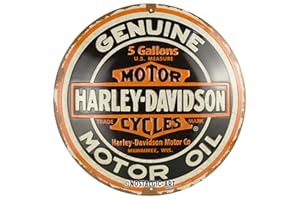Nostalgic-Art Retro Blechschild, Ø 35 cm, Harley-Davidson – Genuine Motor Oil – Geschenk-Idee für Biker, Original Lizenzprodukt (OLP), aus Metall, Vintage Design, Blechschilder Sprüche