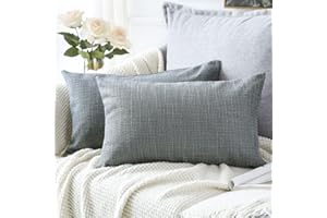 Artscope Juego de 2 Fundas de Cojines Decorativas Cuadradas de Lino 30 x 50 cm para Decoración del Hogar Sofá Dormitorio Coche 12x20 Gris Oscuro