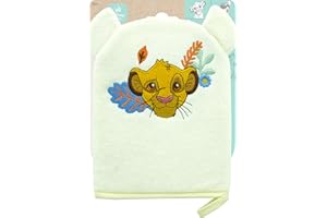 Disney – Gant De Toilette Bébé Simba –Toilette Enfant Douce - Nettoyage Peau, Visage, Corps - Gant Lavant Brodé – Le Roi Lion – Cadeau Naissance - Lavable, Réutilisable - Produit Officiel