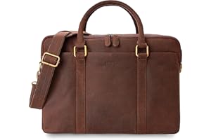 LEABAGS Leder Aktentasche Herren & Damen I Echtleder Laptoptasche bis 16 Zoll I Umhängetasche mit Schultergurt I Schultertasche I Messenger Bag I Arbeitstasche I Lehrertasche