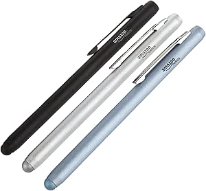 Amazon Basics 3-Pack Executive Stylus for Touchscreen Devices (Black/Silver/Blue)