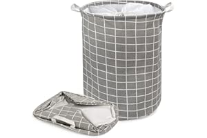 JoyPlus Cesto Portabiancheria,Biancheria Tessuto di Tela Cesto portaoggetti Pieghevole con Manici e Chiusura con Coulisse,Cesto Biancheria per Vestiti e Cesta Porta Giocattoli (Lattice)