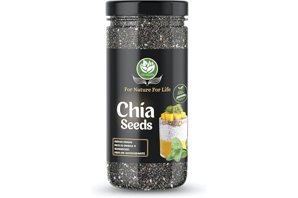 Go Vegan Chia Seeds for Weight Loss - 500gm Omega 3 Best for Weight Loss (JAR PACK)