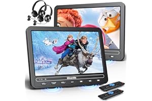 GOnavidio Lecteur DVD portable 10,5 Pouces avec HDMI Input, 2 écrans avec 5 Heures de Batterie Rechargeable ,Lecteur DVD Voiture, ecran de voiture pour enfant, Support USB/SD