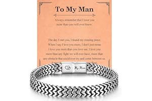 EPVID Gifts for Dad Son Grandson Husband Boyfriend, Engraved Bracelet for Men Boys, Sweet Christmas Birthday Fathers Day Valentines Gifts for Him, Stocking Fillers for Men