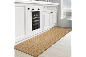COLOR&GEOMETRY Kitchen Mat 45 x 150 cm, Kitchen Rug Non Slip Washable, Anti Fatigue Kitchen Carpet Machine Washable, Absorbent Kitchen Runner for Kitchen, Dining Room, Laundry Room (Khaki)