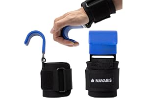 Navaris Weight Lifting Hook Straps - Pair of Weightlifting Wrist Support Straps with Hooks - Neoprene Wrist Grips for Deadlifts, Chin Ups, Training