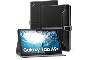 DLveer Coque pour Samsung Galaxy Tab A9+ Plus 11" 2023, Étui pour Samsung Galaxy Tablette A9 Plus SM-X210/X216/X215, Veille Automatique, Housse en Cuir PU Multi-Angles avec Poche,Noir