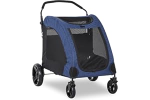 PawHut Hundebuggy Hundewagen Hundeanhänger Hundetasche Haustiere Oxford Groß Blau+Schwarz 98 x 82 x 110 cm