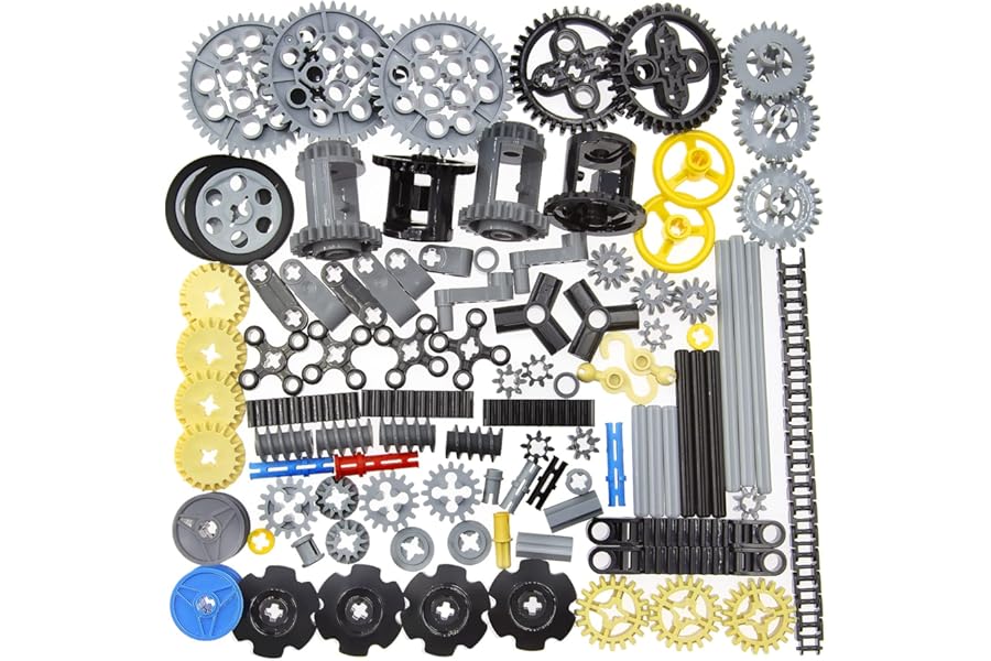 ASTEM 100+PCS Technic Gears and Axles Compatible with Technic-Sets,Gears-Rack (Gears-Pins-Axles Differential New) for Car Building Brick Accessories Pieces Sets (Random Color)…