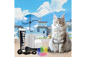 CENOVE Filet de Protection Renforce Chat, 3×4M / 3×6M / 3×8M Filet Chat Balcon, Filet Sécurité Anti avec Crochets Adhésifs, Silicone & Attaches de Câble et Jouets pour Chats