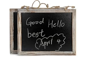 BESTOOL 2 pizarras decorativas, pizarras infantiles, pizarras de madera para carteles rústicos de boda, despensa y decoración de pared (24 x 30 cm)