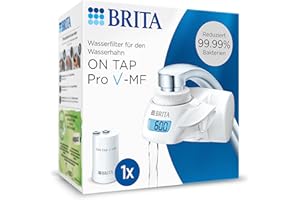 ‎BRITA BRITA Wasserfilter für Wasserhahn ON TAP Pro V-MF inkl. 1 Filterkartusche (600l) - reduziert 99,99% Bakterien, Chlor, Mikroplastik und schwere Metalle / digitales LCD Display zeigt Restkapazität