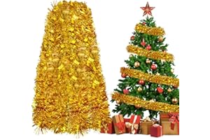 REFORUNG Espumillón de Navidad 10m Espumillón Decorativo Navideño Brillante Guirnalda Oropel para Navidad Espumillón para Árbol de Navidad Oropel de Navidad Decoración Colgante para Hogar Restaurante