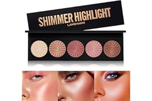 LANGMANNI Highlighter Powder Palette, Makeup Facial Bronzers Illuminator Highlighter Baked Waterproof Langlebiges Brilliant Lighten Skin Color Gesichtskontur Powder