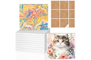 Ceramic Tiles for Crafts, GOH DODD 12 Pack Unglazed Blank Coasters White Tiles Pottery Painting Kit with 12 Cork Backings for Alcohol Ink, Painting, Acrylic Pouring, Art Projects, Square, 4 Inch