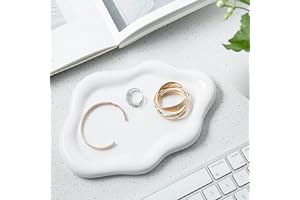 Lynagert Cloud Trinket Dish, Chubby Jewelry Tray, Ceramic Jewelry Ring Trinket Dish for Rings Earrings Necklace Organizer, Mother's Day Thanksgiving Christmas Birthday Bridesmaid Gifts (White)