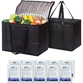 2 Pieces Large Cooler Bag (40L+40L) + 10 Pieces Frozen Bag, Large Thermal Food Bag, Foldable Cooler Bag, Large Thermal Bag, B