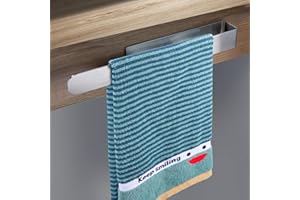 BATONCA Toallero sin taladrar-35cm Toallero de Mano para baño Fuerte Autoadhesivo Montado en la Pared Toallero-Toallero de Mano Sin Taladro para Cocina o baño(Plata)